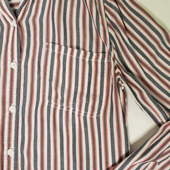 Beach Lunch Lounge Top Womens Large Red Grey White Striped Beachcore Cottagecore - Picture 11 of 15